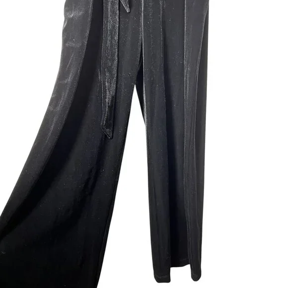 NEW Chico's Womens Black Wide Leg Waist Tie Elegant Velvet Jumpsuit Size 3 US 16 - Picture 6 of 16